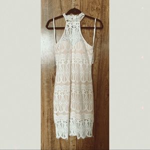 Halter white lace dress